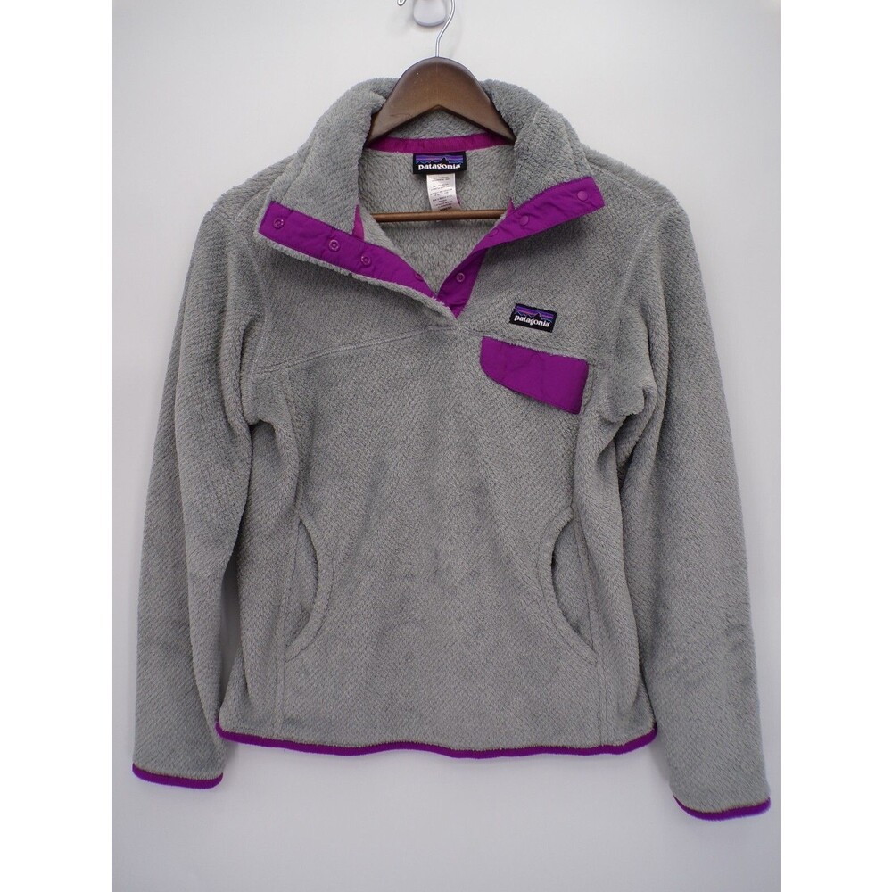 Patagonia Women's Re-Tool Snap-T Pullover Fleece Gray Purple Size Small